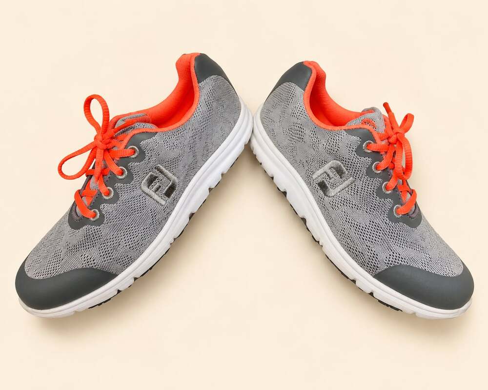 FootJoy Kids Youth Golf Shoes Gray Coral Orange Retro Sport Size 2M